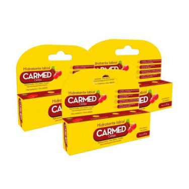 Imagem de Kit com 3 Carmed Hidratante Labial Sabor Cereja Blister 10g cada
