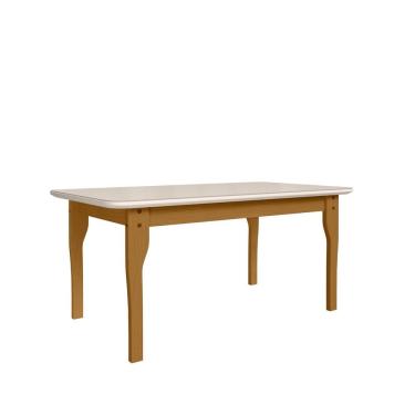 Imagem de Mesa 160x90cm Tampo Mdf e Vidro Luna Marrom/Off White