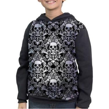 Imagem de Casaco Moletom Infantil Caveiras Skull Mexicana Morte - smoke, Preto, 