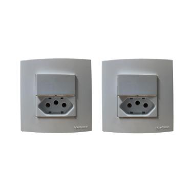 Imagem de 2 Tomadas Dupla Móveis Margirius 20A + Interruptor Branca