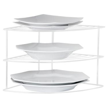 Imagem de Organizador Armário de Cozinha Prateleira Organizadora Porta Pratos de Canto Suporte Branco