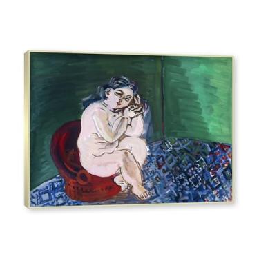 Imagem de NHLDZYH Moldura champanhe. Folhas impressionistas, (sem título 62) por Raoul Dufy, reprodução de quadros, quadros de pinturas famosas, imagem murais quartos. 60x80cm