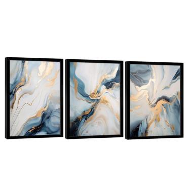 Imagem de Conjunto De Quadros Trio Abstract Blue Gold -- Br Artes