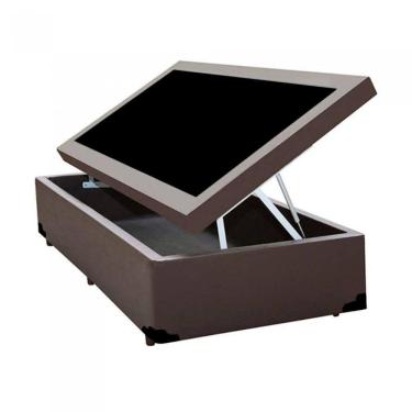 Imagem de Cama Box Baú Blindado Solteirão King Design Sintético Marrom 96x203x41
