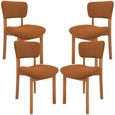 Imagem de Kit 04 Cadeiras Para Sala De Jantar Cozinha Living Estofada Dara L02 Bouclê Terracota - Lyam Decor