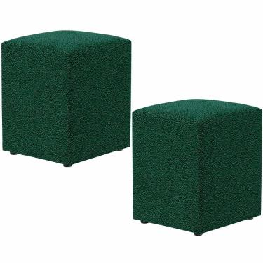 Imagem de Kit 02 Puffs Quadrado Decorativo L02 Bouclê Verde - Lyam Decor