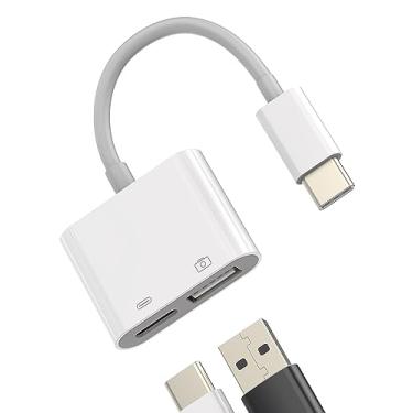 Imagem de Para iPhone 15 Pro Max Plus OTG Dongle USB-C para USB A, adaptador 2 em 1, porta tipo carregador, acessórios compatíveis com Samsung para iPad 10、Air4/5、Mini6、Pro 12,9 MacBook Thunderbolt Charging
