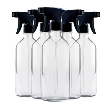 Imagem de 5 Borrifador 500ml com Gatilho - Pulverizador para Limpeza, Jardim e Uso Doméstico e Geral (Spray Preto + Frasco)