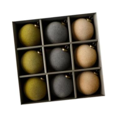 Imagem de rockible Conjunto de 9 bolas de Natal flocadas, enfeites, pingentes, bolas decorativas para árvore de Natal, decoração de Natal para interiores e jardins.