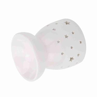 Imagem de AYNEFY Queimador de óleo de Aromaterapia Cerâmica Luz Noturna Aquecedor de Vela Aquecedor de Cera Pequena Lâmpada Decorativa para Escritório Casa Quarto (Em forma de estrela)