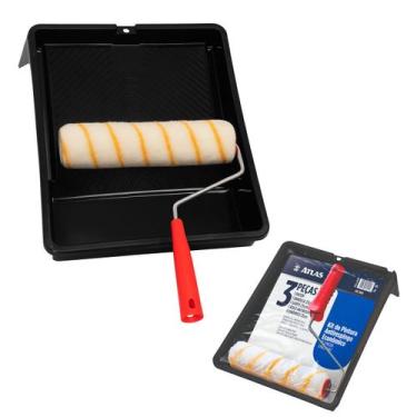 Imagem de Kit Pintura Profissional Atlas 3 Peças Rolo, Bandeja E Garfo Anti Resp