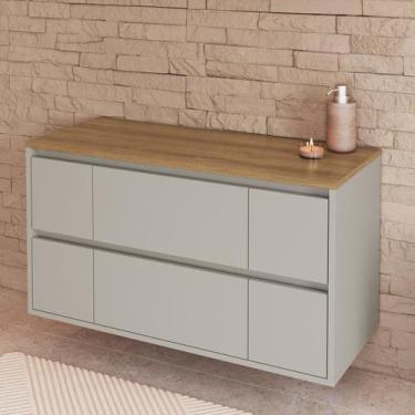 Imagem de Balcão Gabinete de Banheiro Suspenso 88,4cm com 2 Portas e 4 Gavetas B