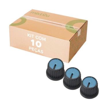 Imagem de 10x Botão Knob Redondo Estriado Com Parafuso Ad209 - Azul - PIX