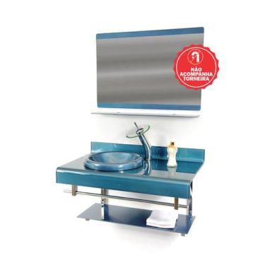 Imagem de Gabinete de Vidro 90cm para banheiro Alemanha - EKASA, Azul
