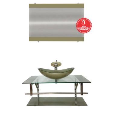 Imagem de Gabinete de Vidro 90cm para Banheiro Romênia - EKASA, Champanhe