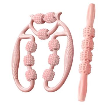 Imagem de Vaveren Rolo de massagem, braçadeira circular de perna portátil, equipamento de musculação, ferramenta de massagem de pernas, rolo muscular para panturrilhas, Rosa