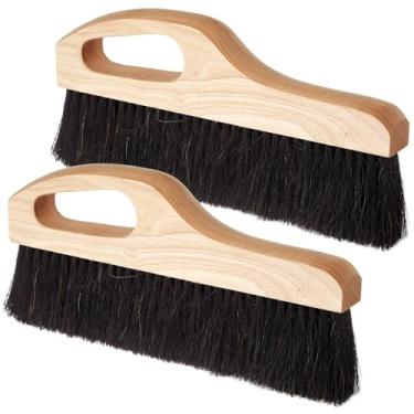 Imagem de Singhoow Pacote com 2 ferramentas de vassoura de concreto, escova de alvenaria de 30,5 cm, acabamento de concreto, cabelo de cavalo/cerdas de poli, ferramentas de texturização de alvenaria acabadas à