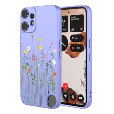 Imagem de HTXWXJC Capa para Nothing CMF Phone 2 Pro, A001 Capa flexível à prova de choque TPU macio capa de telefone padrão floral para nada CMF Phone2 Pro flor roxa
