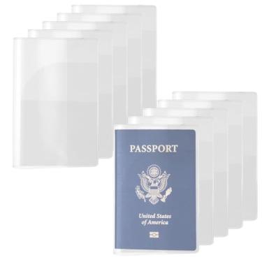 Imagem de IANFAN Pacote com 10 capas transparentes para passaporte, protetor de passaporte à prova d'água, plástico transparente, protetor de cartão de identificação, organizador de documentos de viagem