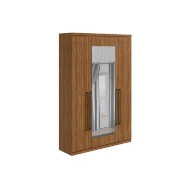 Imagem de Guarda Roupa Casal 4 Portas (2 C- Espelho) E 2 Gavetas Alonzo Amêndoa - Lopas