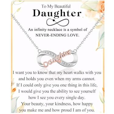 Imagem de Enfeites de meia para meninas e mulheres, To My Mom Daughter Grandma Granddaughter Infinity Necklace Jewelry Christmas Valentines Mothers Day Easter Birthday Graduation Gifts for Girls Teens Women