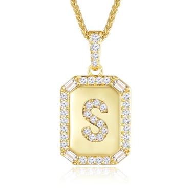 Imagem de Peeshow Colares femininos com inicial de ouro 18 quilates, colar de corrente com pingente de letra delicada, joias femininas de ouro, presentes para mulheres, esposa, mãe, filhas, aniversário