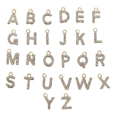Imagem de ARTISAMILY 26 peças pingentes de letra cristal strass turquesa natural letra A-Z pingente brincos berloques mini alfabeto colar pingentes pulseira de metal pingente pingente enfeite para fazer joias