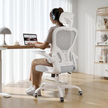 Imagem de Cadeira de escritório ergonômica, capacidade de 150 kg, cadeira de computador com encosto alto para longas horas confortável, cadeira executiva giratória giratória para escritório em casa com apoios