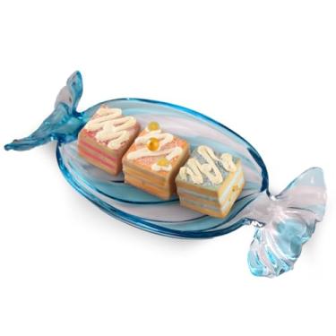 Imagem de Bandeja de doces de vidro colorido – Bandeja de servir de Natal para guloseimas de Natal, prato de sobremesa decorativo para festas de Natal, prato grande de vidro festivo para biscoitos, lanches e