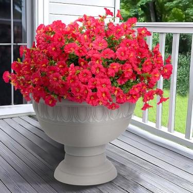 Imagem de Khyxvbcd Flores artificiais para decoração de casa de jardim interno ao ar livre, margarida de flor sintética com folhas de eucalipto, plantas falsas, vegetação, buxo, varanda, pátio, 12 pacotes