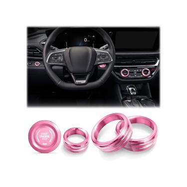 Imagem de Para acessórios Buick Envista 2024-2026, kit de acabamento de capas de maçaneta de liga de alumínio com 5 peças - Serve para AC, farol e arranque de pressão, atualização interna, proteção do botão e