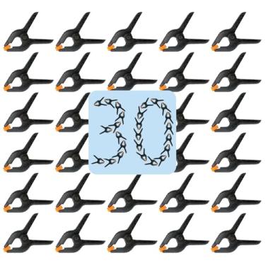 Imagem de Pacote com 30 braçadeiras de mola de plástico de 8 cm, clipes resistentes pretos, grampos de mola para suporte de pano de fundo, marcenaria, artesanato, fotografia, banner, clipes de guirlanda de arco