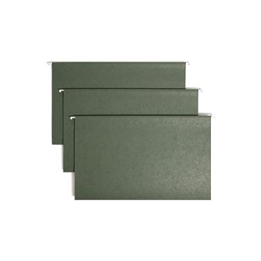 Imagem de Smead Pasta de arquivo suspensa TUFF com aba deslizante fácil, aba deslizante de corte 1/3, tamanho ofício, verde padrão, 20 por caixa (64136, a cor da haste pode variar)