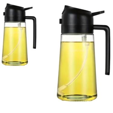 Imagem de Porta Azeite e Vinagre, Vidro e Plástico, Preto e Transparente, 450ml, Borrifador, 19cm x 8cm, Design Moderno