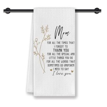 Imagem de CosxHabitat Toalhas de prato de cozinha para mãe, presentes de filha, filho, crianças, para aniversário, Natal, Mom I Love You, toalhas de chá decorativas de mão para cozinha, banheiro, 40 x 61 cm