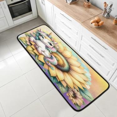 Imagem de 2 x tapete de corredor de 1,8 m, lavável, antiderrapante, tapete de entrada macio, tapetes de cozinha, para corredor, entrada, cozinha, banheiro, lavanderia, quarto, decoração de casa, unicórnio