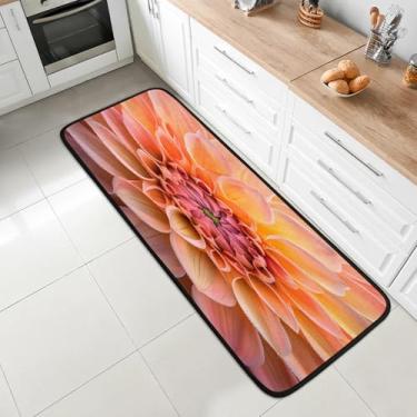 Imagem de 2 x tapete de corredor de 1,8 m lavável antiderrapante tapete de entrada macio tapetes de cozinha para piso para corredores entrada cozinha banheiro lavanderia quarto decoração de casa flor laranja