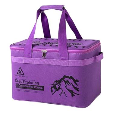 Imagem de Dynwave Mala de acampamento, bolsa de lona, ​​bagagem, grande capacidade, para viagens de fim de semana e piqueniques, Roxo