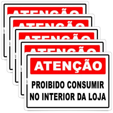 Imagem de Placa de Sinalização Proibido Consumir no Interior da Loja, PS 1mm, Impressão UV, 30x20cm, Bordas Arredondadas, com Fita Dupla-Face (5)