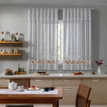 Imagem de Cortina de Cozinha Copa Sala de Jantar Valência Branca 2,0m x 1,20m +2