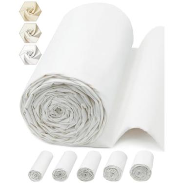 Imagem de FIVEIZERO Tecido de musselina 100% algodão por jarda, 160 cm x 10 jardas panos de musselina de algodão branqueado branco – Tecido chita bege de peso médio para costura, acolchoamento, bordado