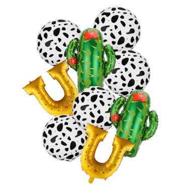 Imagem de Conjunto de 9 peças de decoração de festa de cowboy Western-Balloons, balões de alumínio com cavalo, ferradura, bota, designs de cacto para aniversário, rodeio, eventos de despedida de solteira