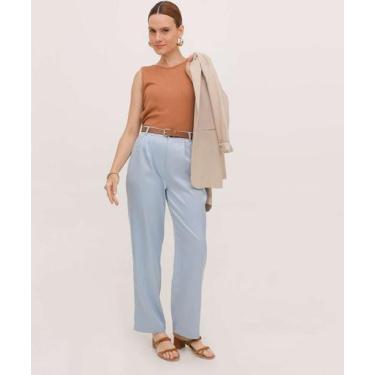 Imagem de Calça Feminina Reta Alfaiataria Marisa Azul-49000, Azul, G