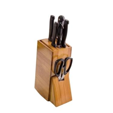 Imagem de Suporte Organizador para Facas com Bloco de Bambu, Design Elegante para Cozinha, Porta Facas e Tesoura