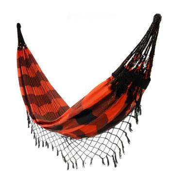 Imagem de REDE DE DESCANSO CASAL GRANDE, Confortável e Resistente, Ideal para Varanda, Quintal e Jardim(Listrada laranja com preto)