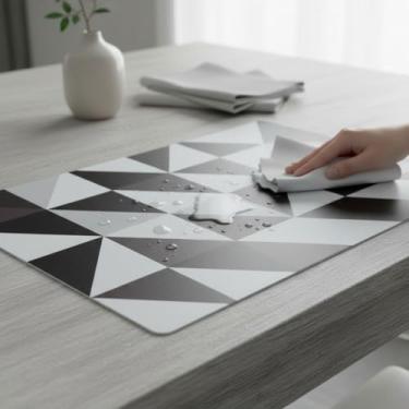 Imagem de Conjunto 4 Lugares Jogo Americano De Mesa, Impermeável Polipropileno Retangular 43cm x 28cm Resistente Fácil De Limpar (Triâgulo)