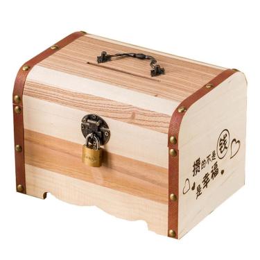 Imagem de Cofrinho Treasure Box de madeira com fechadura para crianças