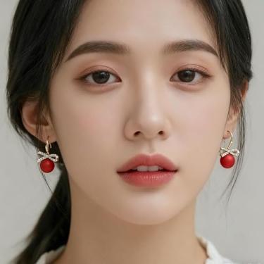 Imagem de Um par de brincos femininos de nó de pérola vintage, banhados a ouro delicados, joias e presentes, Medium, Cobre, Sem pedra preciosa