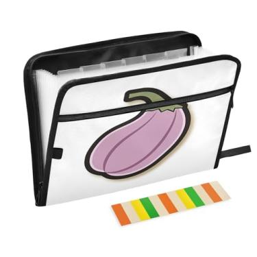 Imagem de Wassud Organizador de arquivos sanfonado de berinjela, 13 bolsos, pastas expansíveis com abas e adesivos, organizador de pastas de documentos de recibo de papel tamanho carta A4 para viagens de