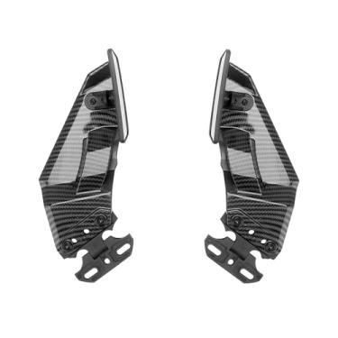 Imagem de Espelhos retrovisores universais de motocicleta preto furtivo asa vento motocicleta retrovisores compatíveis com Honda Suzuki Yamaha Ducati Apriliar Kawasaki Ninja